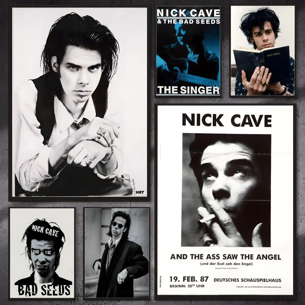 Poster HD Wall Art Print, Self-adhesive Poster Sticker, Aesthetic Home Decor Singer N-Nick Cave-e