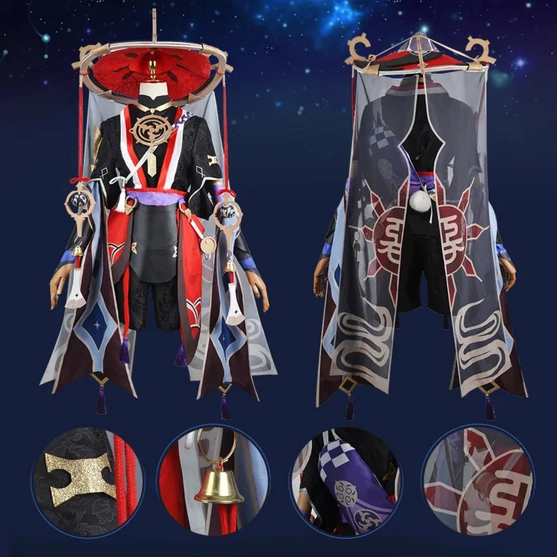 Genshinimpact planchers amouche Cosplay Costume pour hommes, uniforme de voyageur, ensemble complet de perruque et de chapeau, jeu d'anime d'Halloween, PA5549