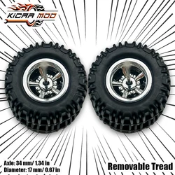 1/64 Model Car Wheels with Rubber All Terrain Tires Five Spokes Refitting Parts for Off-road Vehicle HotWheels Large Size 1 Set