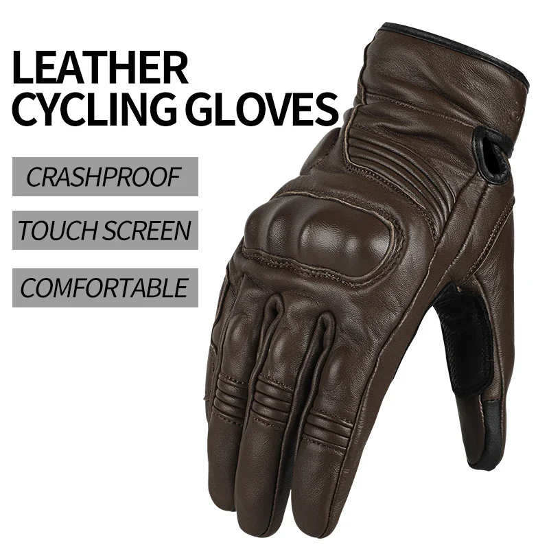 

Four Season Windproof Motorcycles Gloves Genuine Leather Anti Drop Men Summer Cowhide Retro Rider Equipment Sheepskin Gloves