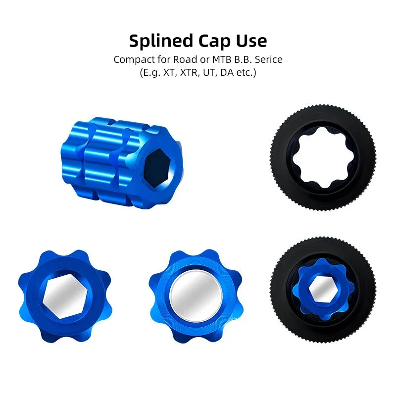 Compact Sleeve tool for Bicycle Crank Cap Overhaul Install CNC-machined Anodized Alloy MTB Road Bike Service Plum Shaped Tackle
