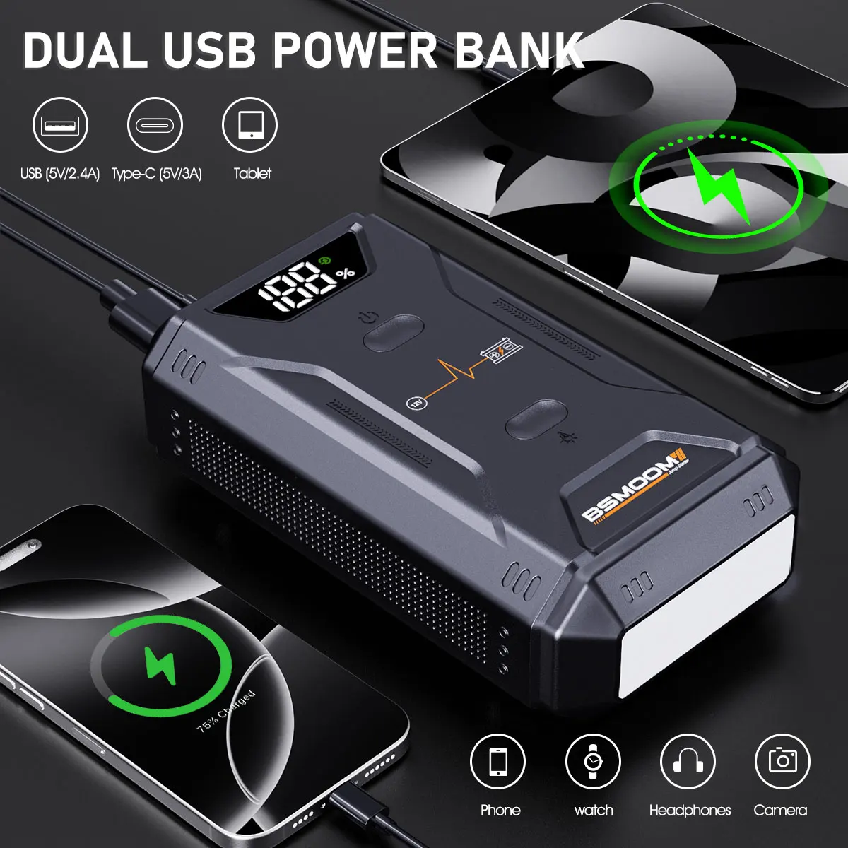 BRPOM Auto-Notstartgerät 4000A Autobatterie-Powerbank Autobatterie-Booster-Ladegerät Externe Batterie – Detail 3
