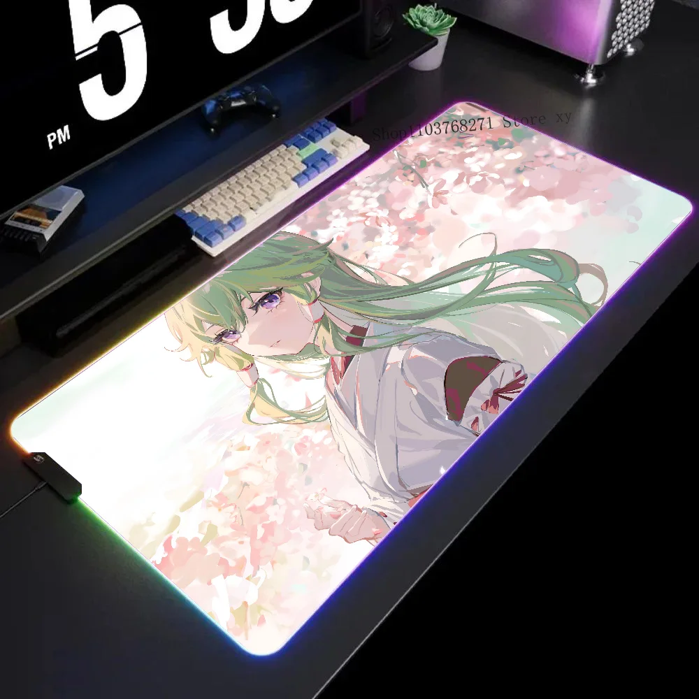 Kuki Shinobu Genshin Impact Mousepad XXL RGB Gaming Mouse Pads HD Black Gamer Accessories Large LED