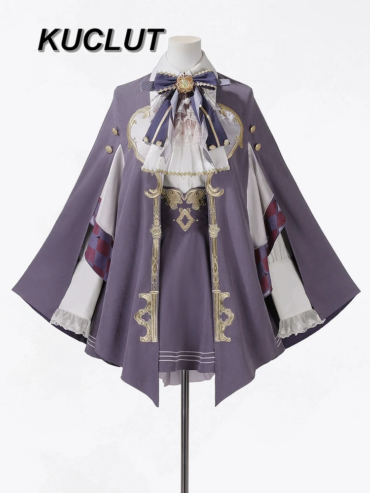 Roupas lolita originais estilo punk bidimensional outono inverno conjunto de capa moda casual feminino conjuntos de três peças