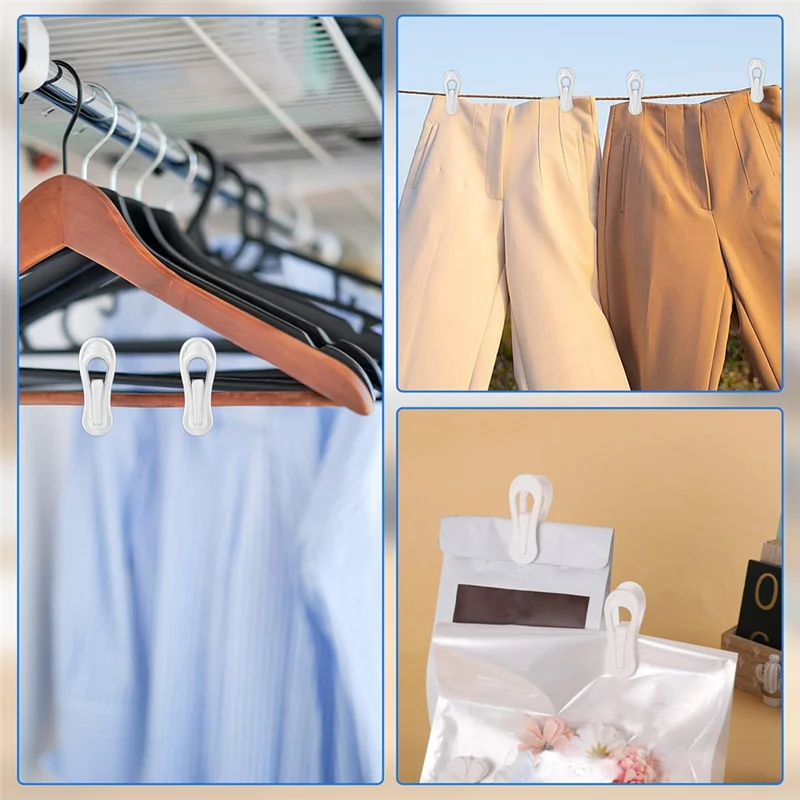 

ABVA-Pack 50-Piece White Plastic Hanger Clips–2.75 Inch Multi-Function Clips For Baby Clothes, Socks, For Pants