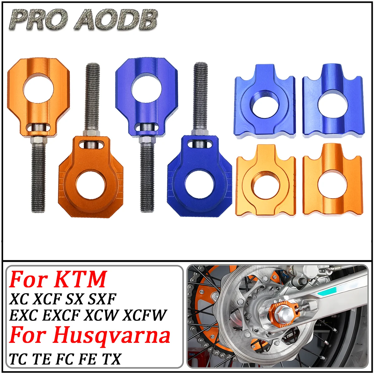 

Motorcycle 20mm CNC Rear Chain Adjuster Axle Blocks For KTM SX SXF XC XCF XCW XCWF EXC EXCF 125 150 200 250 300 350 400 450 500