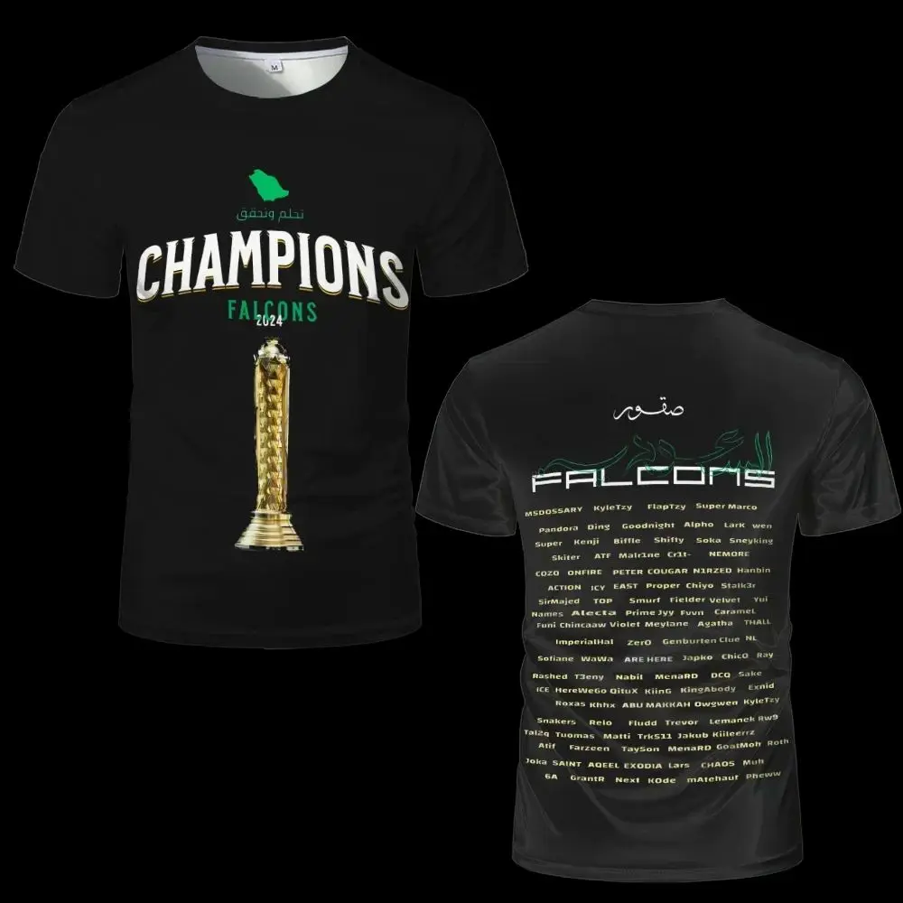Team Falcons 2025 Jersey DOTA 2 Gaming Uniform Clothing Middle East Player Short Sleeve T-shirt Men and kid Fashion Esports Tees
