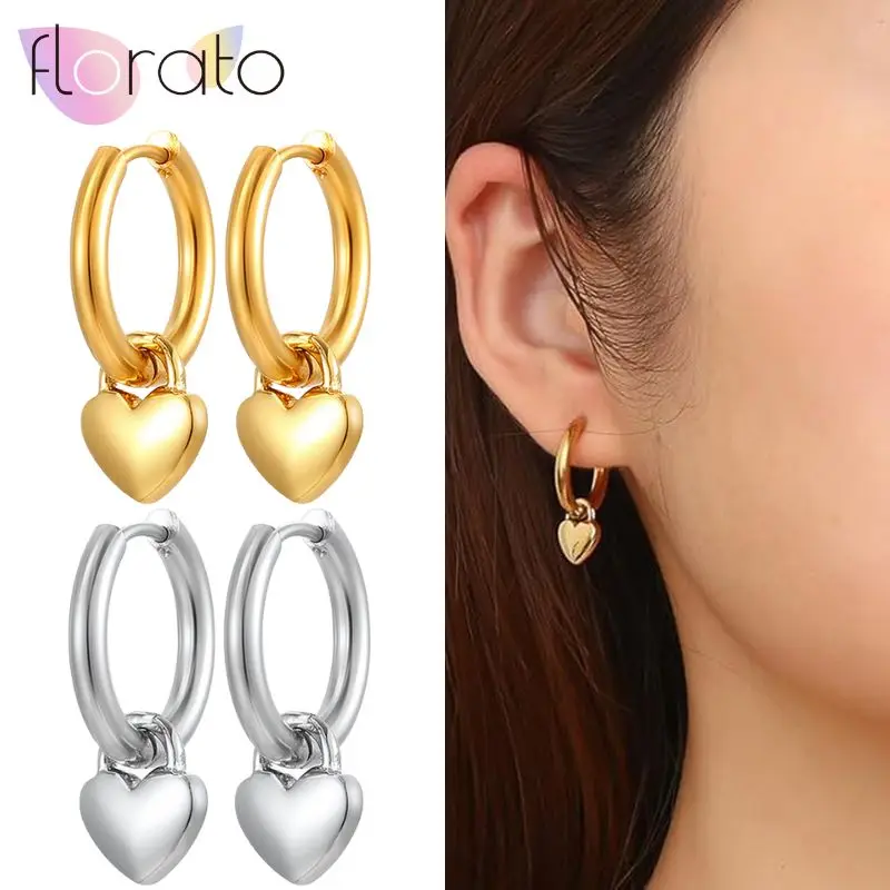 

925 sterling Silver Ear Needle Classic Fashion Smooth Heart-shaped Earrings Pendant Women's Elegant and Versatile Jewelry Gift