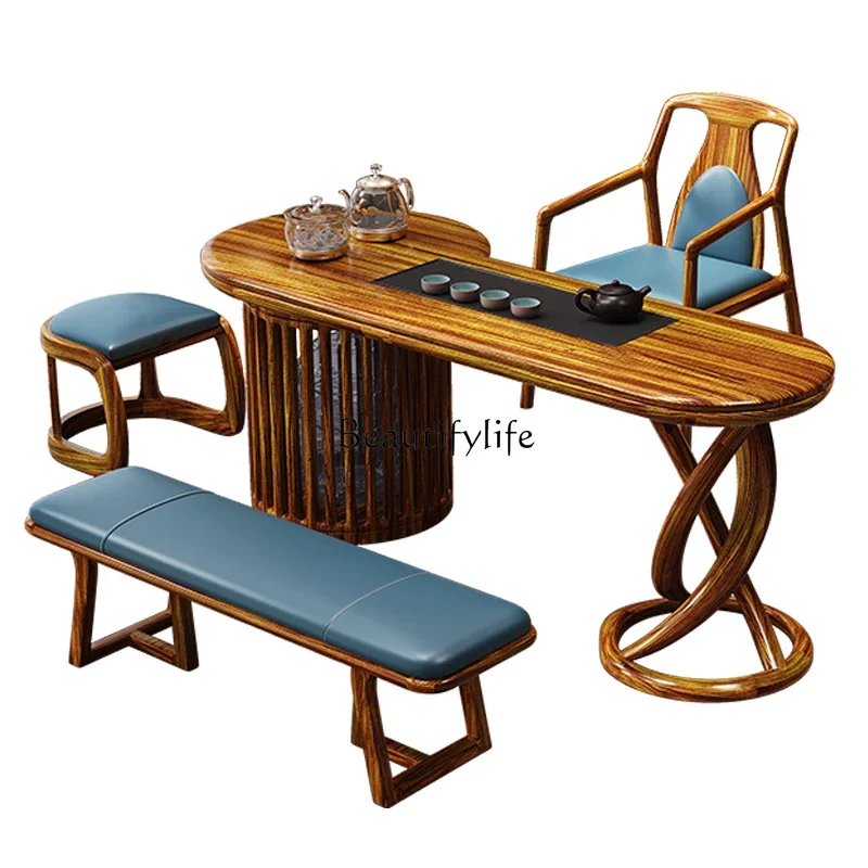 

ls 42New Chinese 1.8 meters ebony tea table and chair combination modern simple living room home