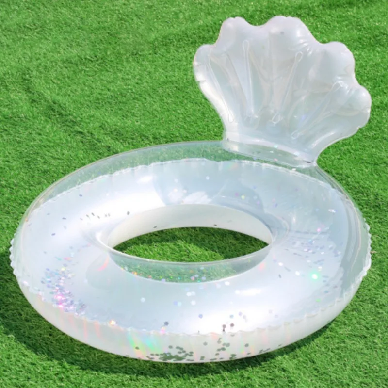 夏用クリアシェルインフレータブルおもちゃベビー水泳リング屋外プールインフレータブルフローティングシートウォータートイズ（スパンコール付きスイムサークル）