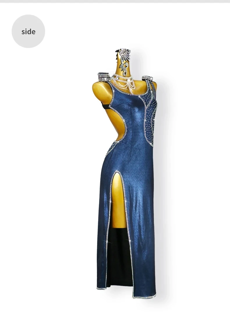 Lateinamerikanisches Tanzkleid, Damen-Wettkampfanzug, Mädchen-Ballroom-Samba-Kostüm, neue, elegante, lange Kleidung, sexy amerikanische Party-Outfits – Detail 9