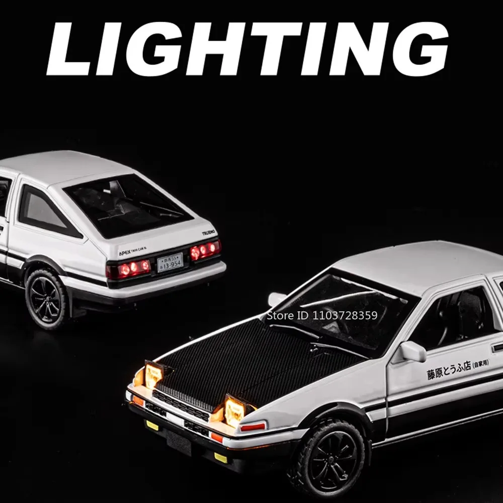 1:36 Scale Apollo EVO ของเล่น Miniature Cars Alloy Diecast AE86 ยานพาหนะประตูเปิดดึงกลับเสียงสําหรับของขวัญเด็ก