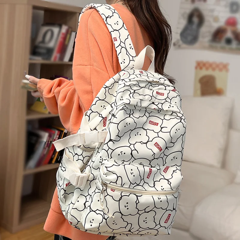 

Cartoon Cute Women Backpack Printing Lady College Trendy Laptop School Bag Female Waterproof Fashion Girl Travel Nylon Book Bags