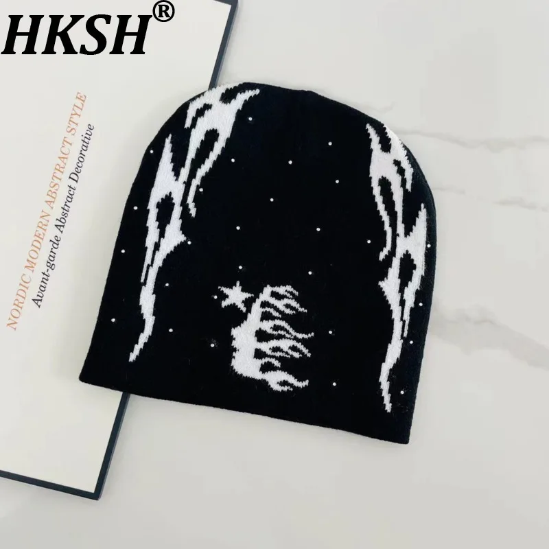 

HKSH Новая мужская вязаная шапка из жаккарда для весны и зимы, модная, свободная, стильная, ручной работы, уличный шик, HK21649