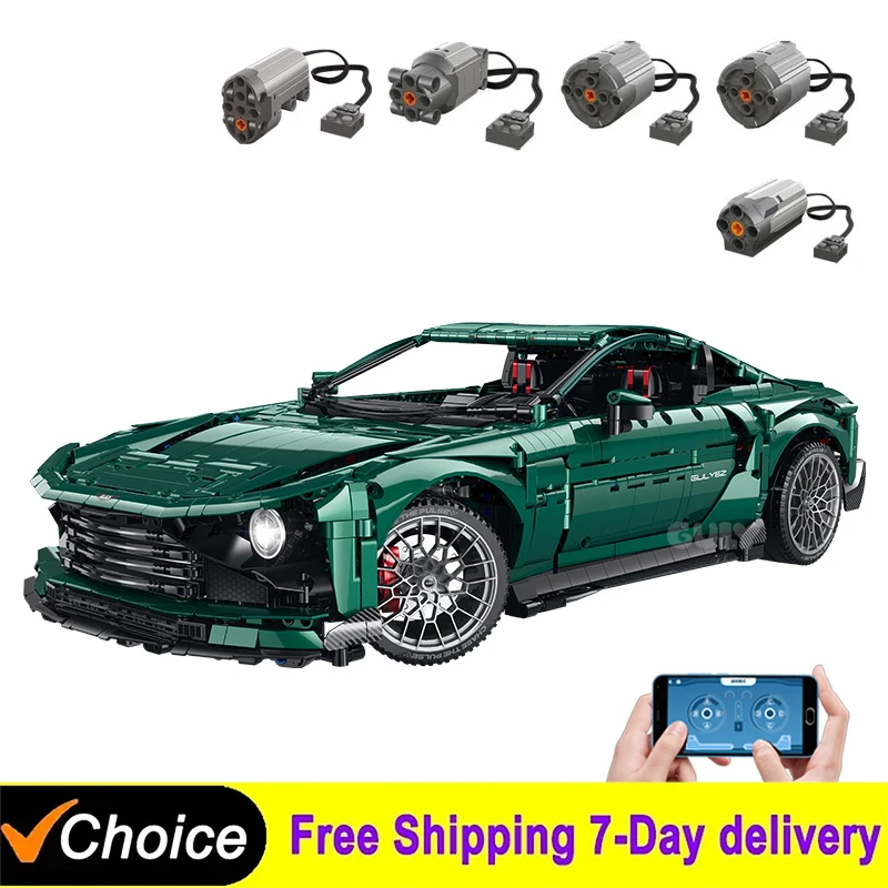 

1:8 MOC Technical Valour Supercar Building Blocks Classcal Green Sport Racing Car Model Bricks Desktop Ornament Toys Adult Gifts