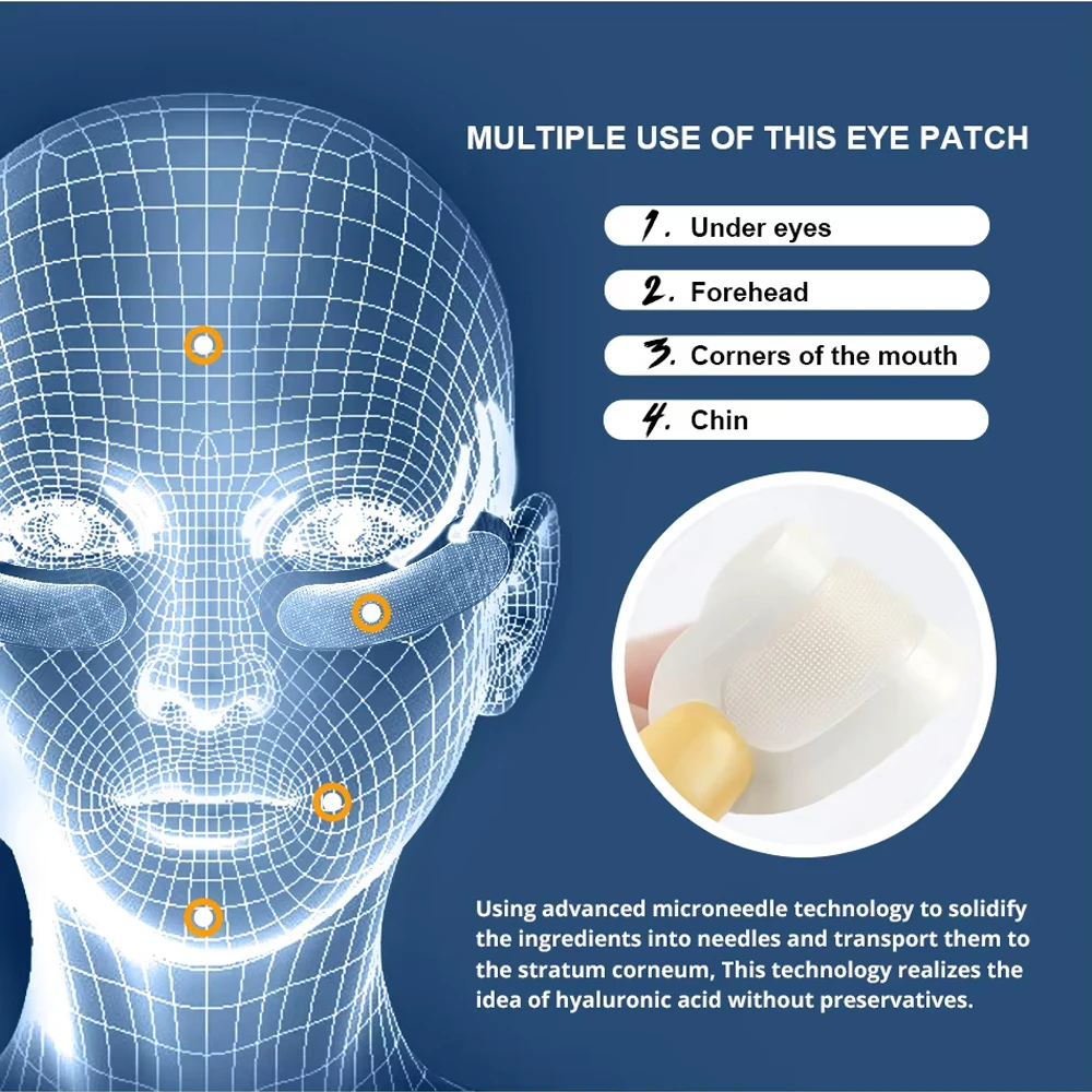 10 Pairs Nano Soluble Microneedle Eye Patches Mask Hyaluronic Acid Eyes Mask for Dark Circle Nasolabial Folds Skin Care Tools