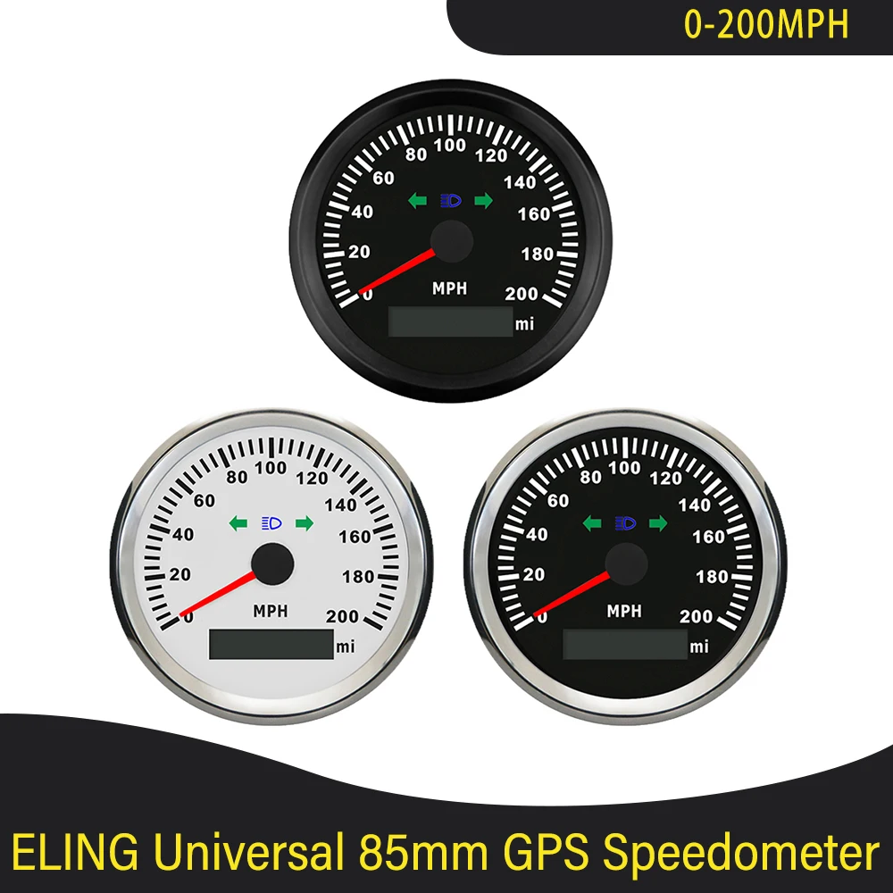 Newest 85mm 12V 24V GPS Speedometer 0-120KM/H 200kmh 0-120MPH 200MPH Left Right High Beam with Red Backlight for Ship Car Yacht