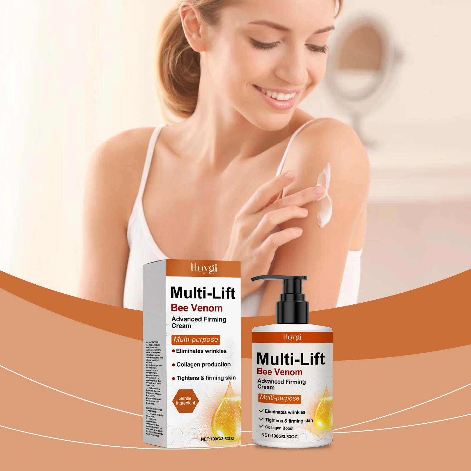 Straffende Bienengift-Creme – Anti-Aging-Gesichtscreme zur Falten und Straffung – Kollagen-Boosting-Feuchtigkeitscreme – 100 g/3,53 Unzen
