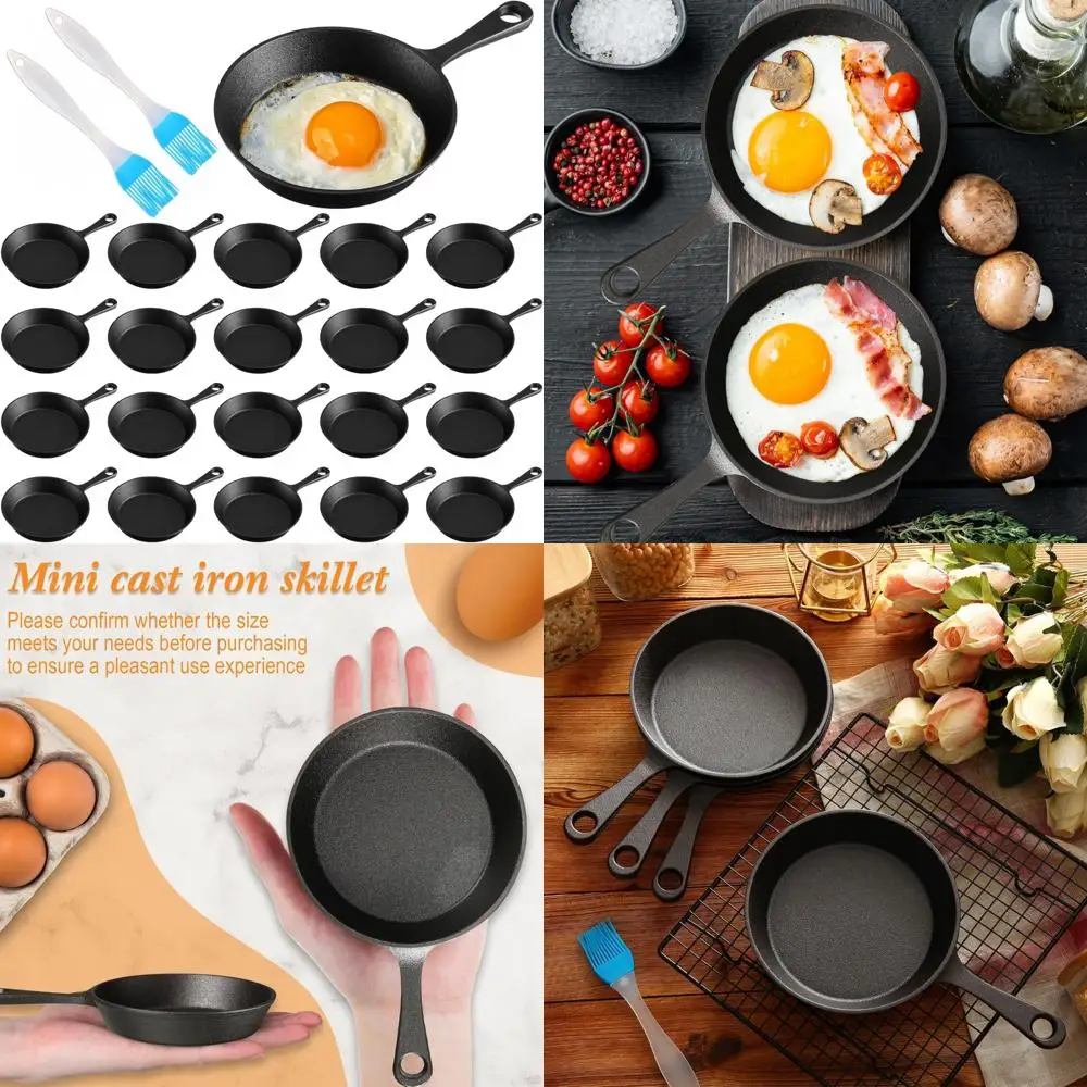 

Набор жалюзи с антипригарным покрытием — 20 мини-4-дюймовых черных сковородок с тарелками, сковородой для яиц и комплектом кастрюль для приготовления пищи