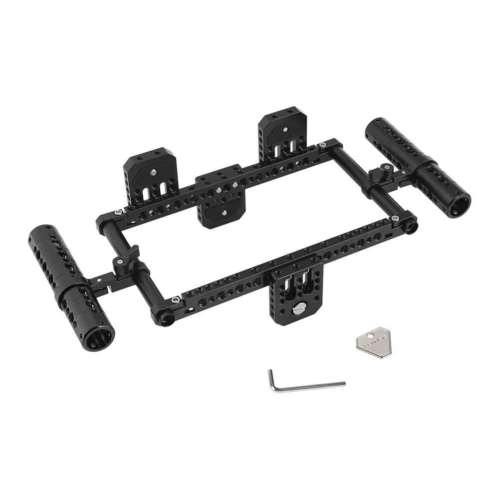 HDRiG 카메라 모니터 케이지 리그, 조정 가능한 알루미늄 치즈 핸들 및 치즈 바, 15mm 로드, 5 인치, 7 인치 모니터용