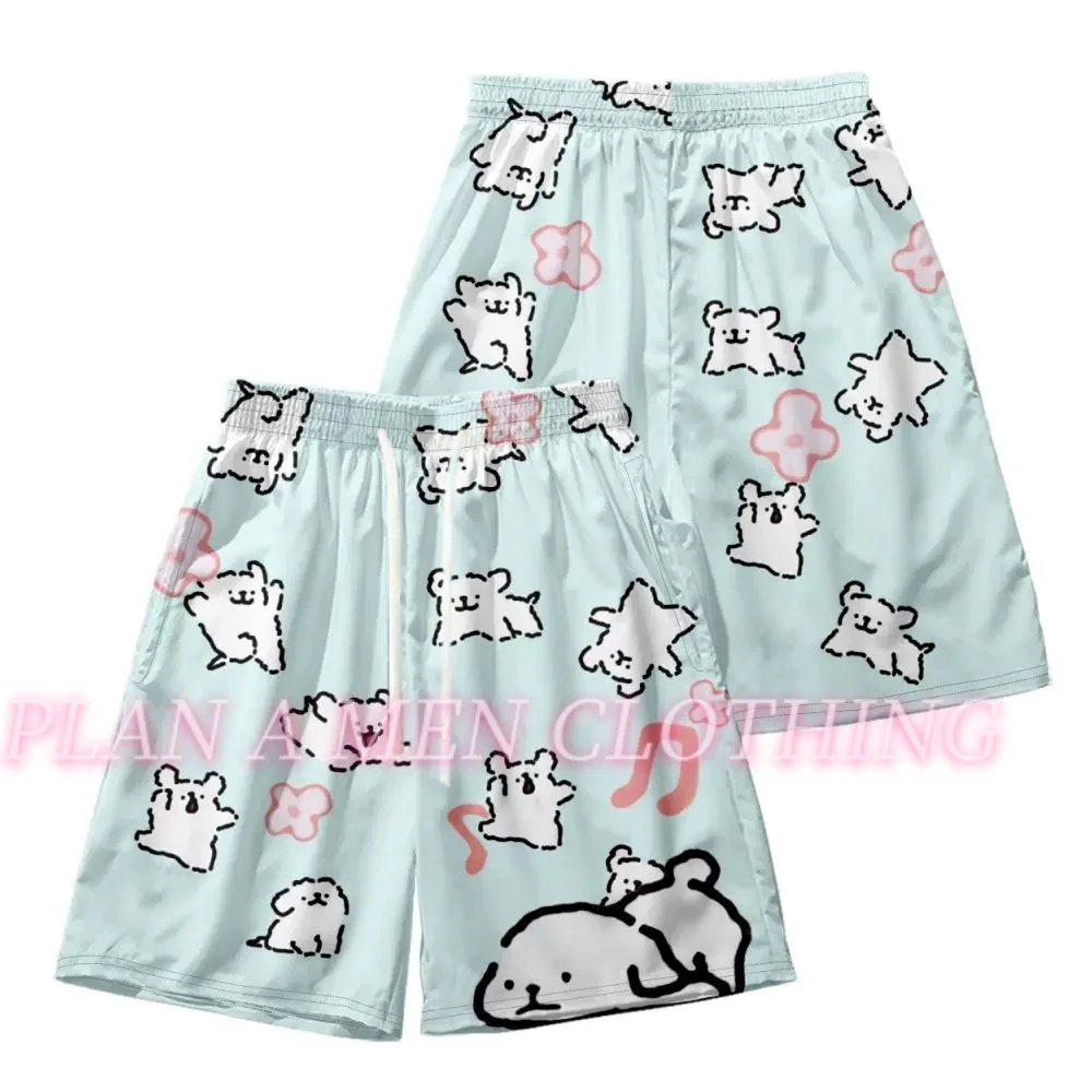 3D Cartoon Cute Line Puppy Beach Shorts  personalized shorts casual  Men  Gym Shorts Quick Drying Trunks mens Shorts