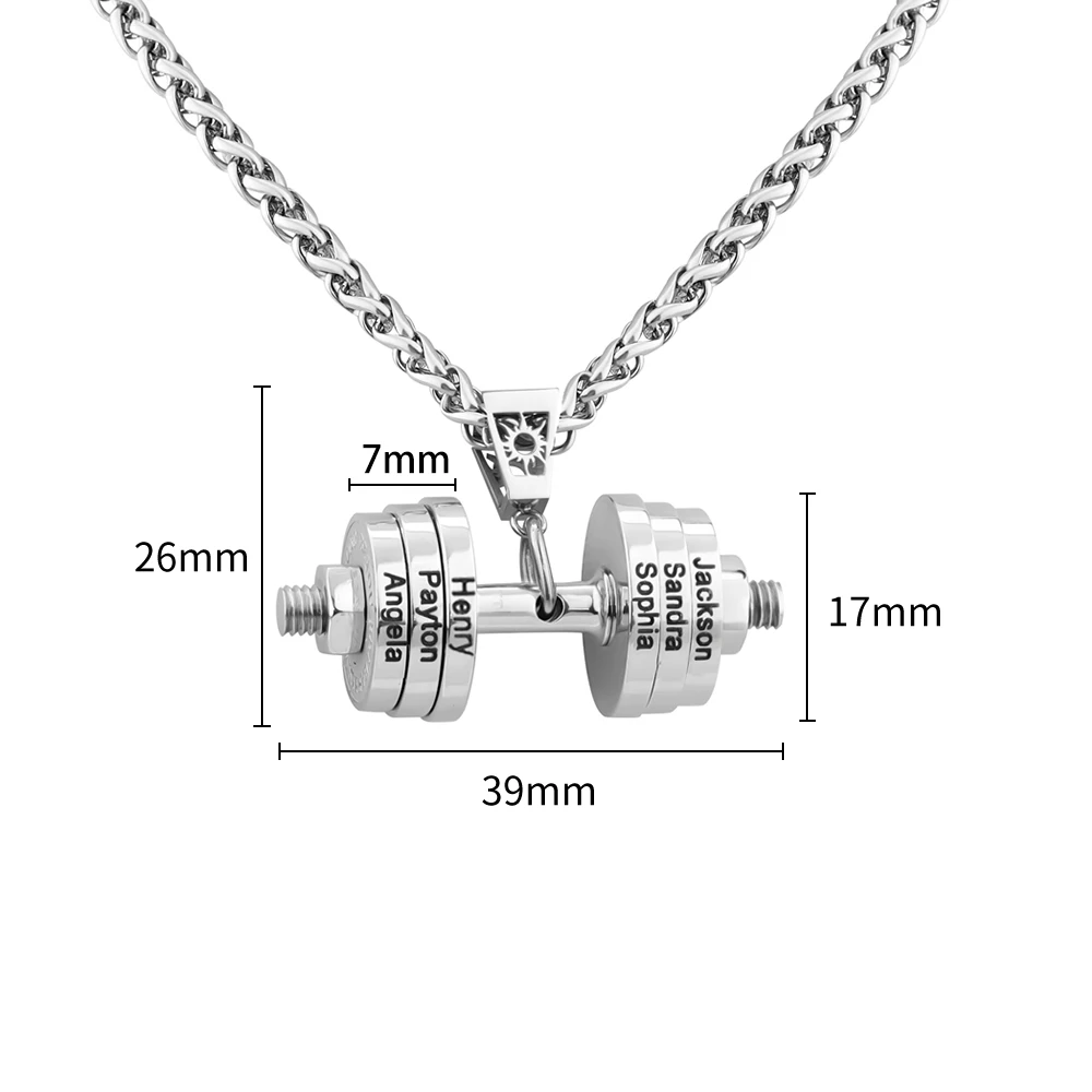 MaiLun Personalisierte Namen Hantel Halskette Hip Hop Halskette Edelstahl Hantel Halskette Schmuck Geschenk – Detail 8