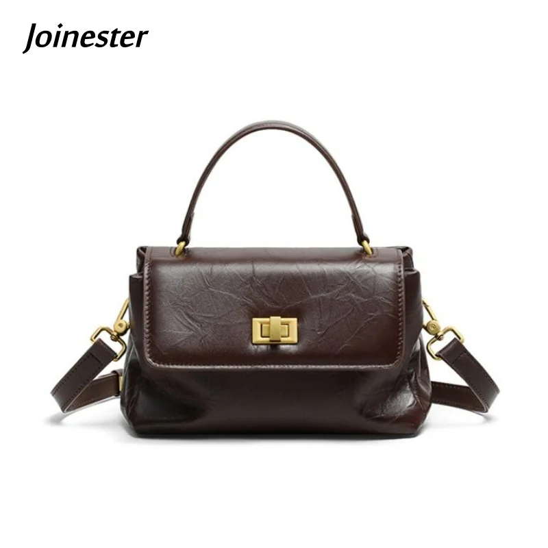 

Genuine Leather Functional Quality Handbag Leisure Commuting Shoulder Bag for Ladies Pure Color Daily Small Messenger Bag