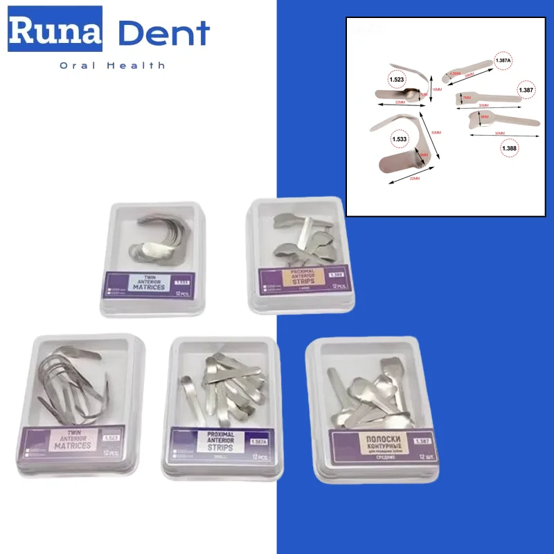 Dental Clinic Matrix System Twin Strips Anterior Proximal Stainless Steel Bands Restoration Tool Kit