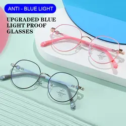 Anti-blue Light Kids Glasses Children Boys Girls Computer Eye Protection Round Eyeglasses Ultra Light Frame Eyewear Accessories