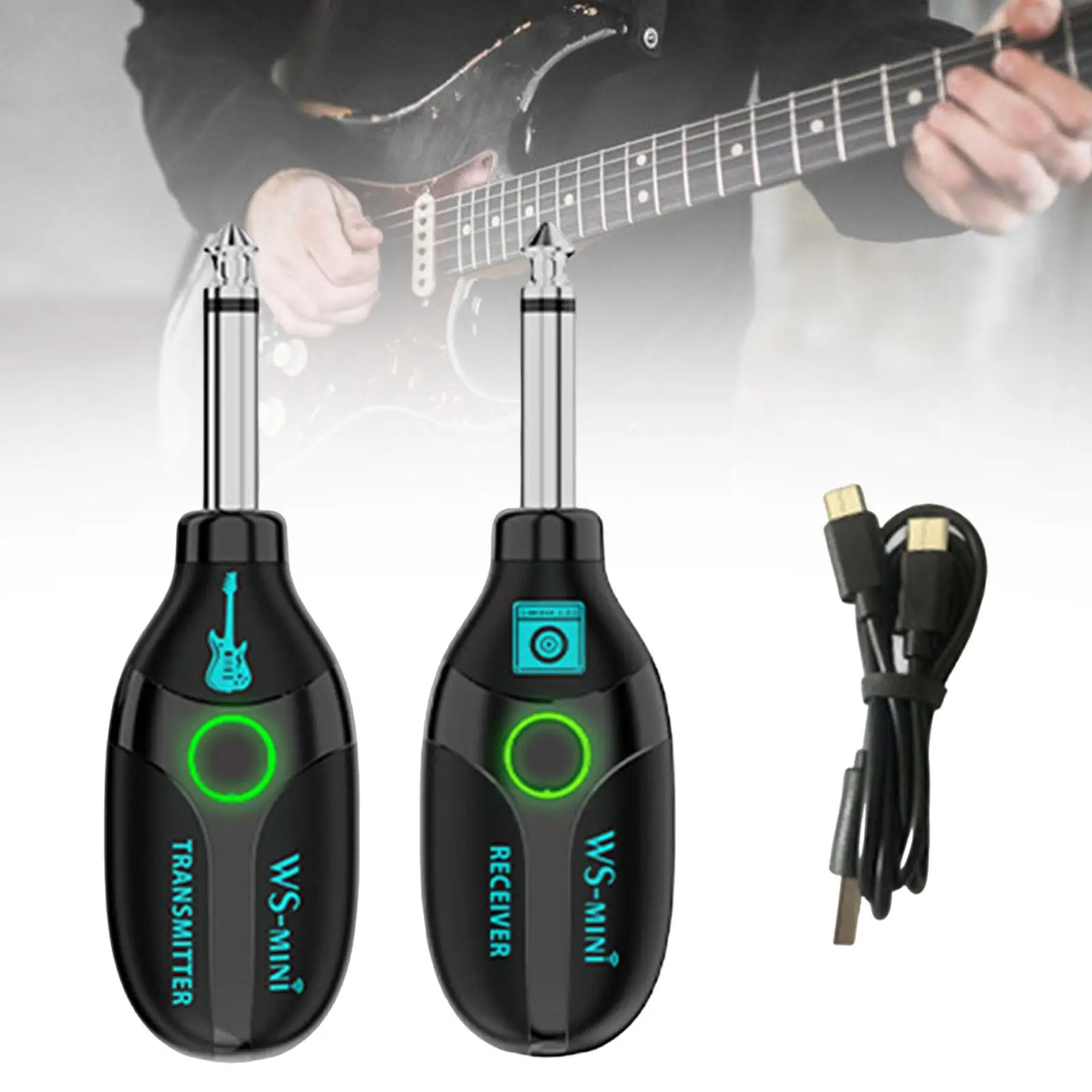 2Pcs Guitar Transmitter Receiver Music Gear Guitar Transmitter and Receiver