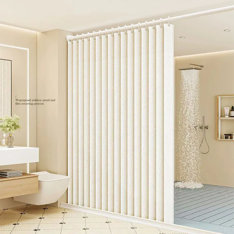 Magnetic Shower Curtain Foldable Waterproof Anti-mold Bathroom Partition No Drilling Installation Privacy Protection Hotel Home