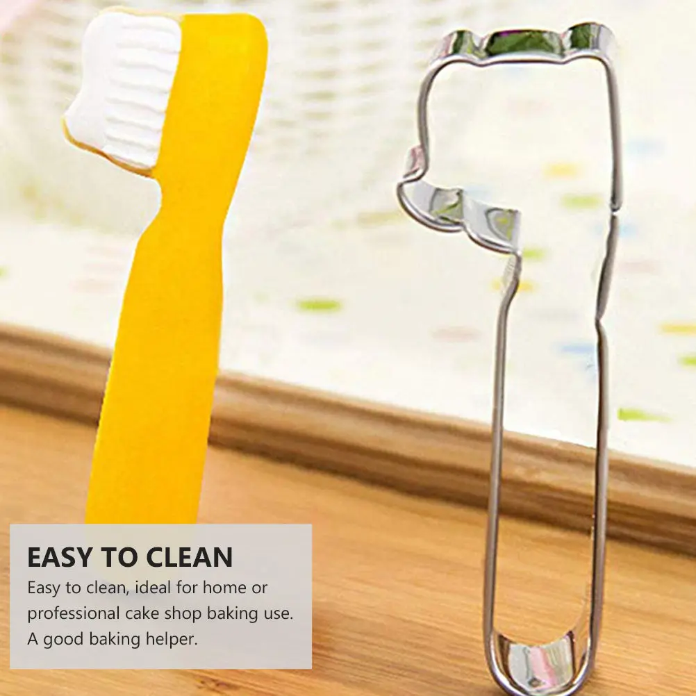 6Pcs Toothpaste Tube Toothbrush Design Stainless Steel Baking Mold Non Stick Demoulding Baking Supplies Cookie Mould Set