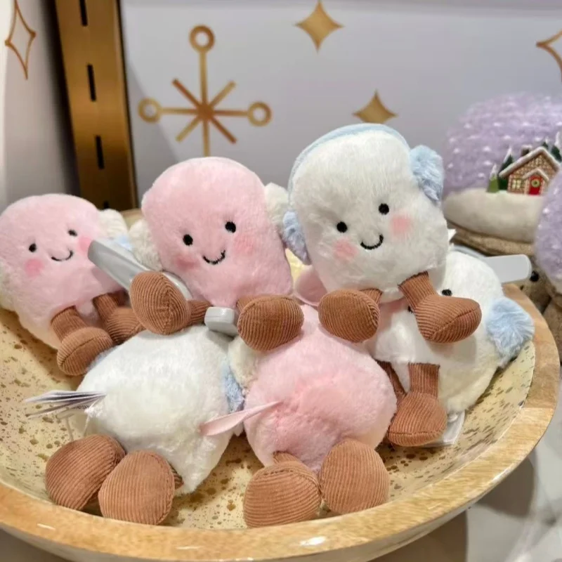 Orejeras de felpa de malvavisco Kawaii, muñeca rosa y blanca, recién llegados de invierno, adorno de almohada de juguete, regalo suave para niños y amigos