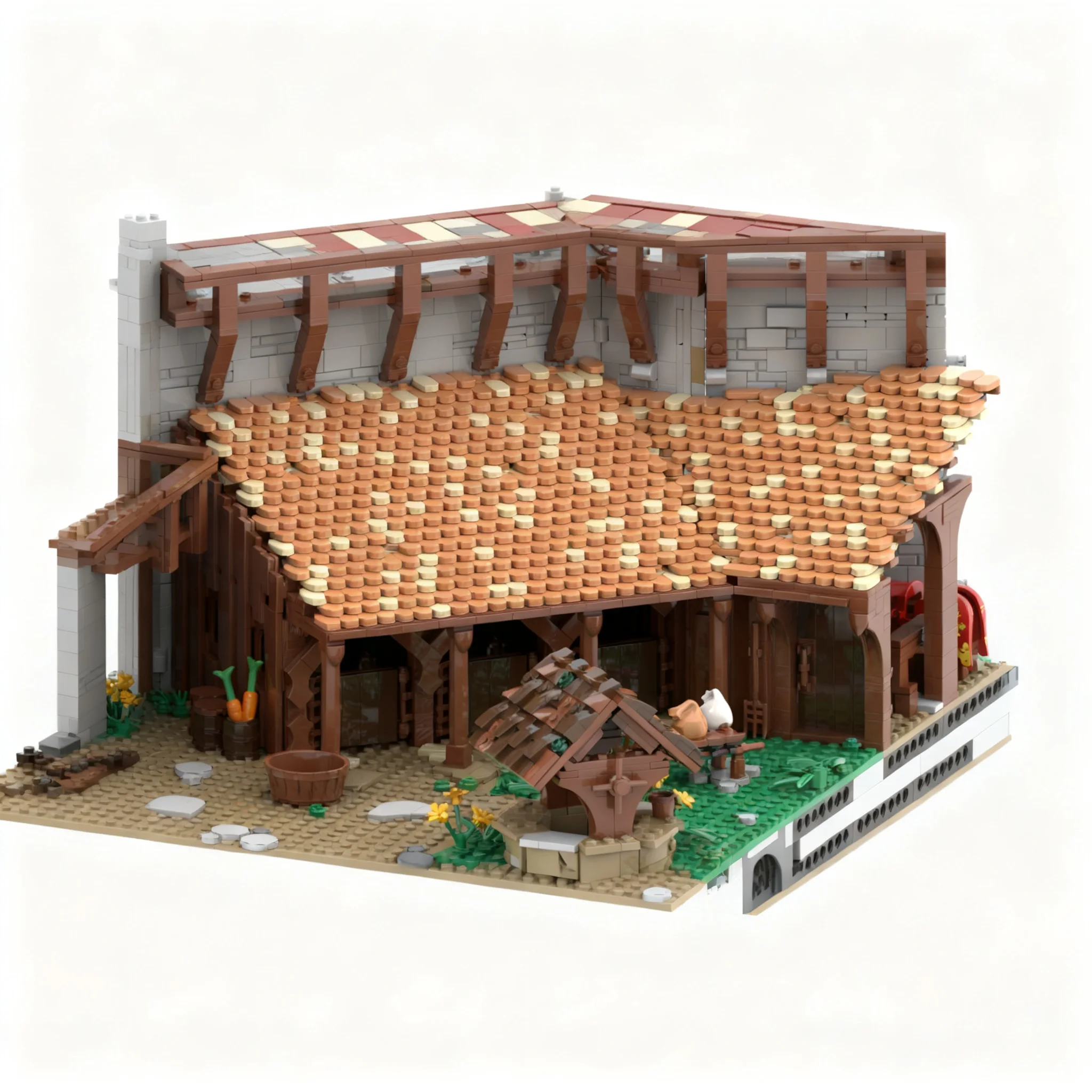 6546pcs MOC Castle Hohenreuth Part 5 Stables Well And Outer Wall Model Christmas Gift DIY Set Home Decoration