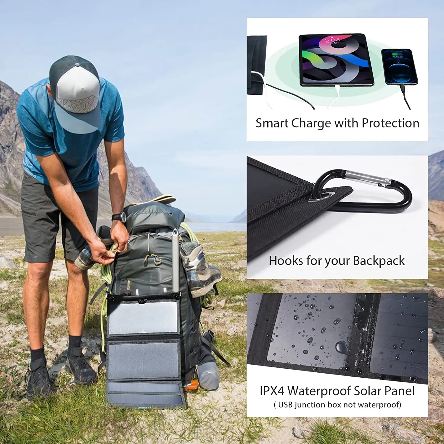 Ładowarka słoneczna 28 W 2 porty USB Składana przenośna ładowarka słoneczna do telefonu z panelem słonecznym SunPower do telefonu komórkowego Camping