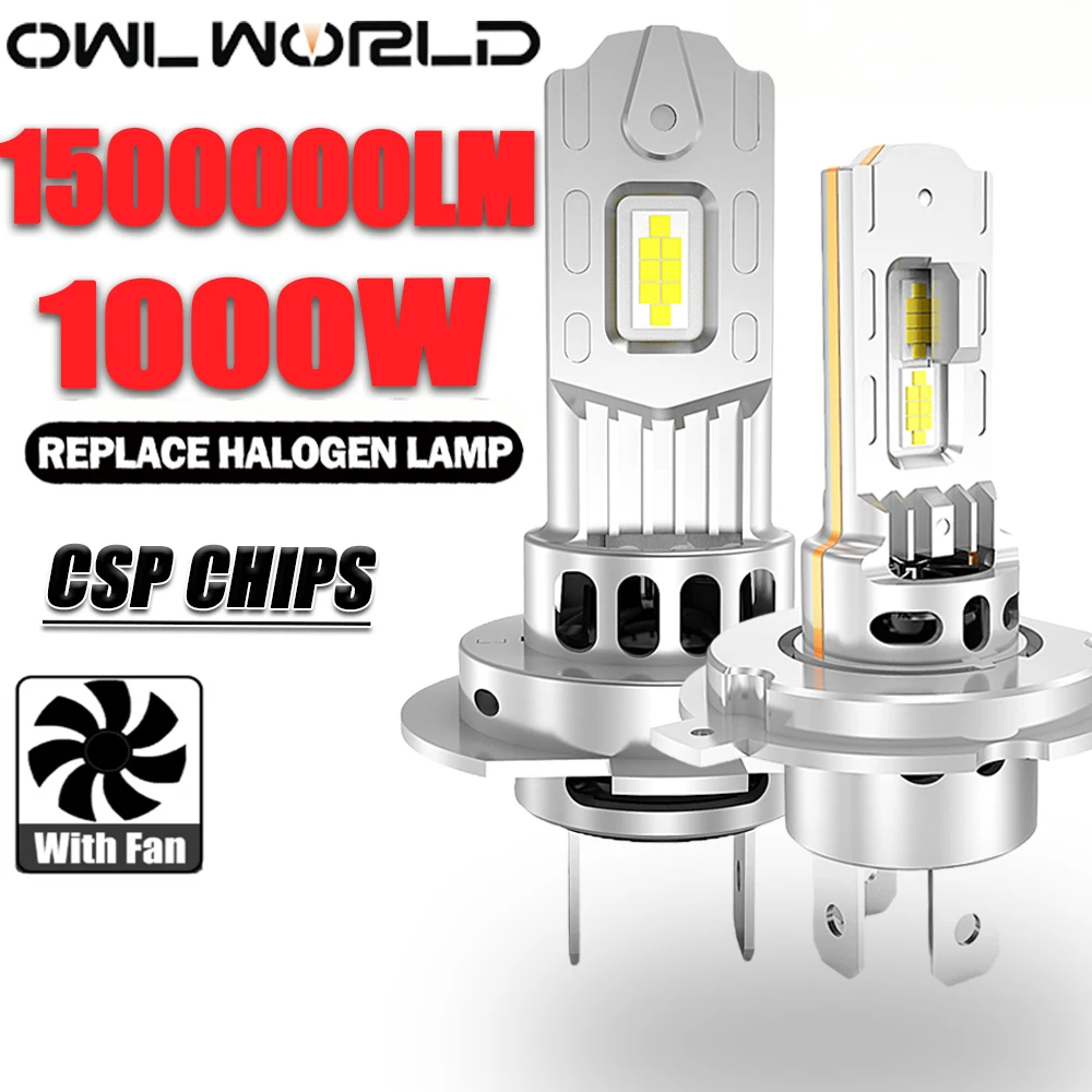 H7 LED H4 LED Canbus Bulbs with fan Headlight 1000W 1500000LM Auto Moto 12V Car Super BrightAutomotive Spotlights