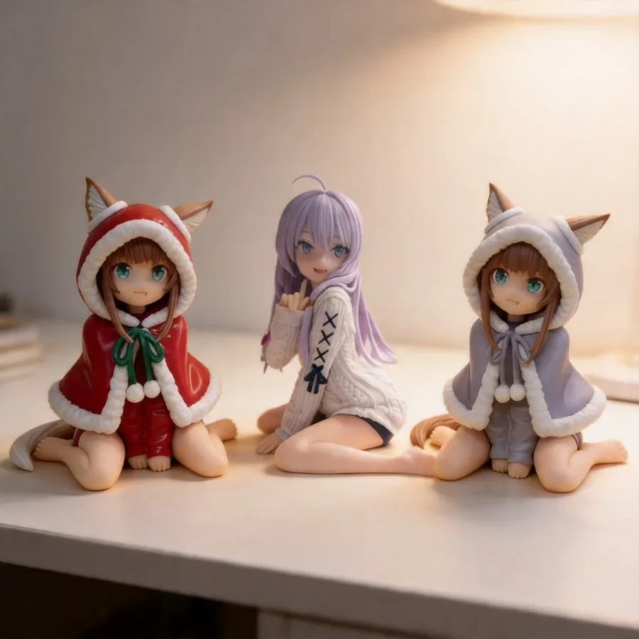 

My Cat Is a Cute Girl Azuki & Wandering Witch Elaina Anime Figures - 10cm Car & PC Case Decoration Model Toy