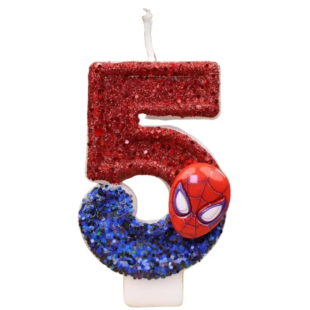 1 Stück Spider Man Geburtstagskerzen Anime Cartoon Avenger Superheld Spidermans Glänzende Zahlenkerzen Geburtstagsdekorationen