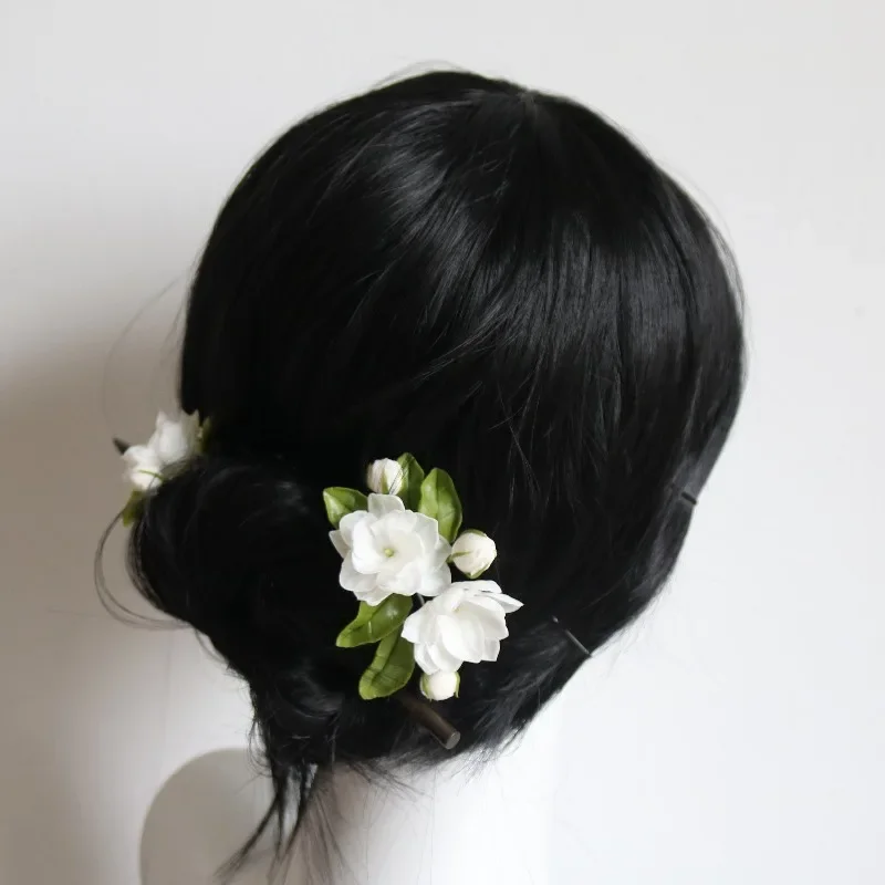 Linglong Snow, Cold Porcelain Jasmine Hairpin New Chinese Hanfu Cheongsam Suit Brooch Hairpin Gift