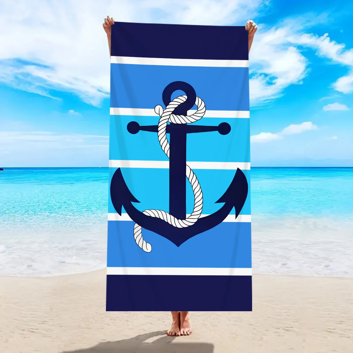 1pc Sea element stripes, boat - Beach Towel Large recension och pris