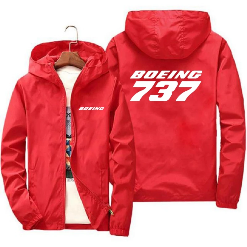 Wind breaker Jacken Herren Kapuzen jacke Sportswear Bomber jacke Mode lässig Männer Jacken Mäntel Outwear Boeing 737 Print Jacke