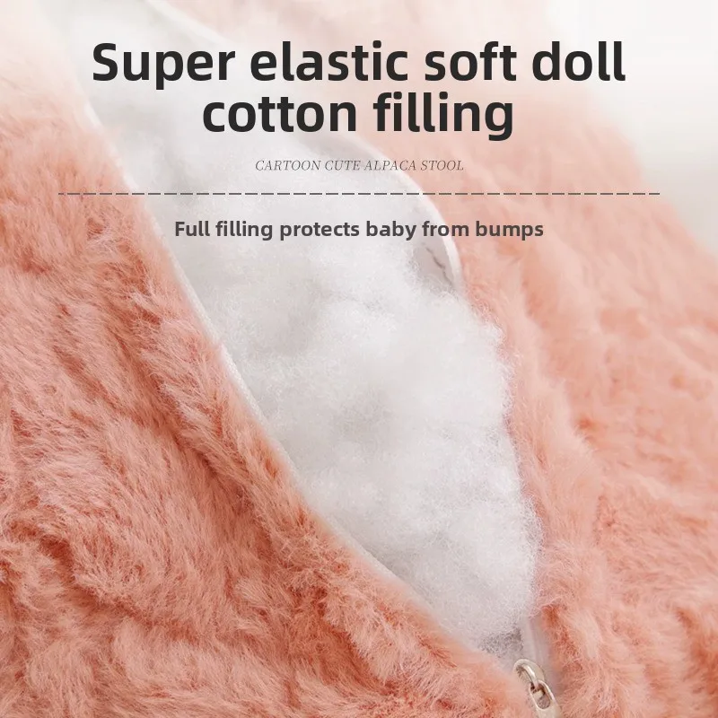 Alpaca stool cartoon animal  l plush bantam stool door shoe change  creative small stool solid wood cute