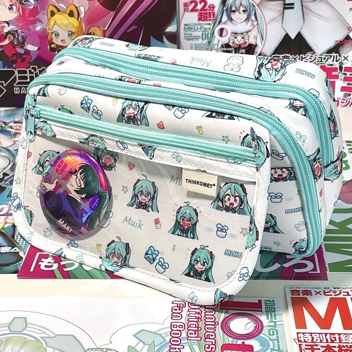 Hatsune Miku trousse à crayons sac de papeterie étudiant grande capacité multicouche pochette de papeterie porte-monnaie sac cosmétique fournitures