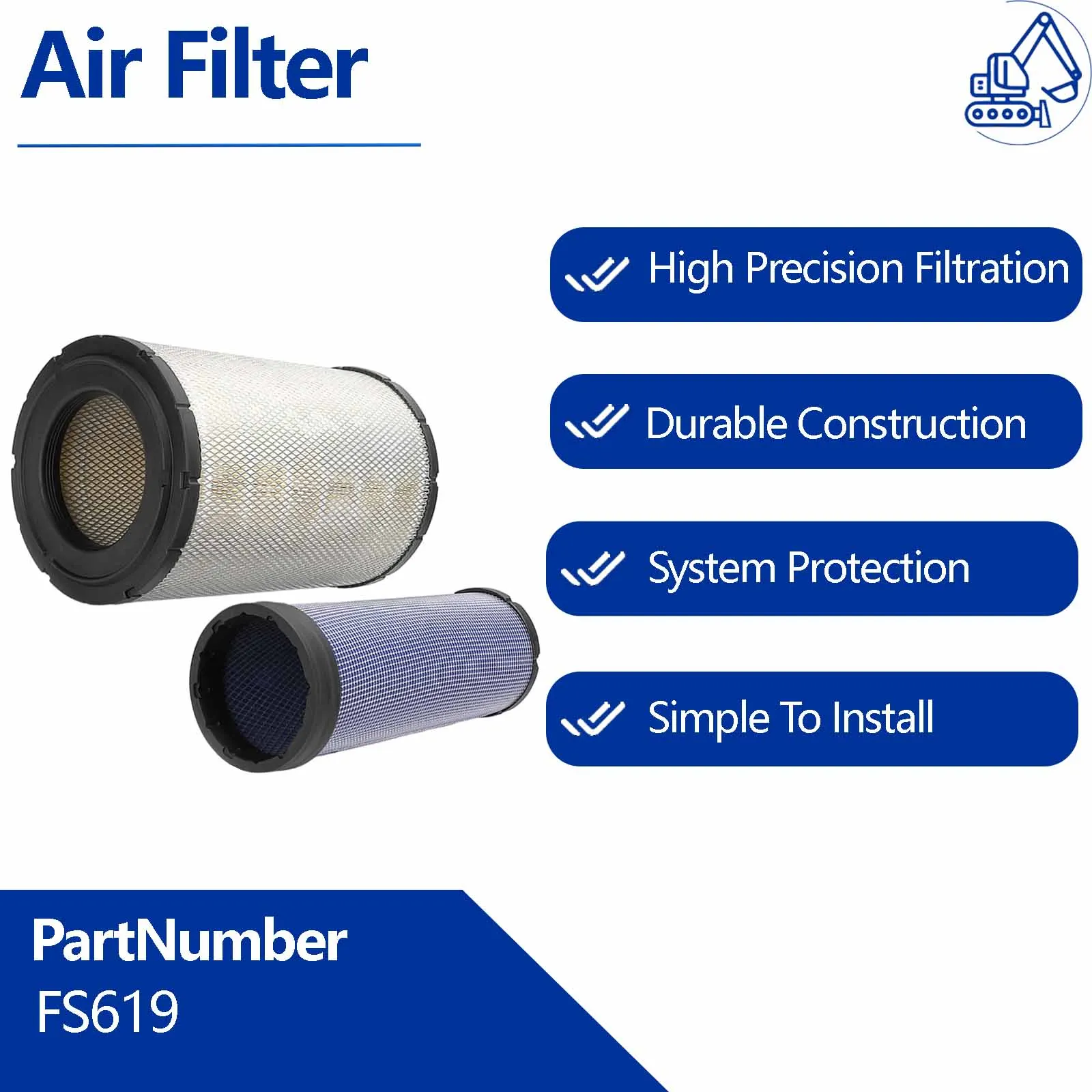 Air Filter P821963 For Sumitomo SH200-3 SH200-5 SH200A3 SH210-5 SH210-6 SH240-5 SH240-6 SH240A3 Crawler Excavators