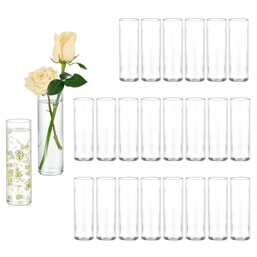 

Cylinder Glass Bud Vases Set of 24 Small Clear Skinny Single Flower Vase for Centerpieces Minimalist Bulk Vases for Customizable