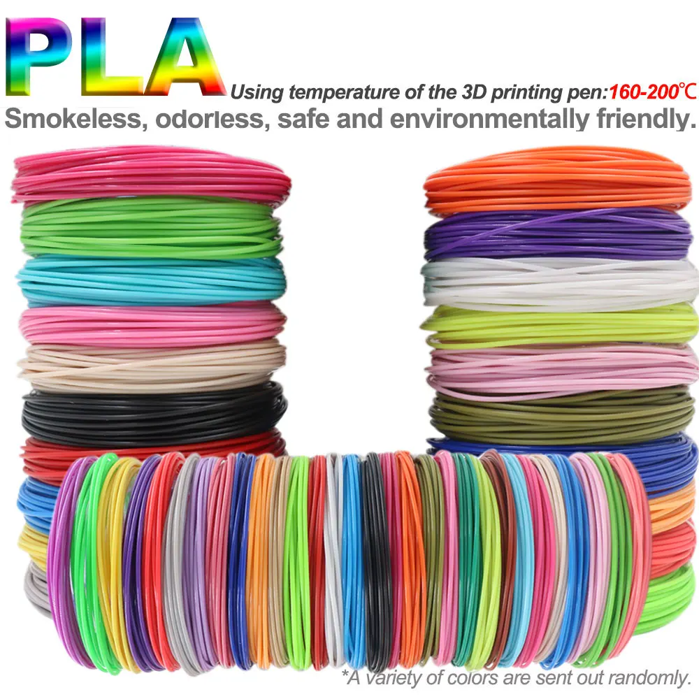 3D Pen Consumables PLA Filament Diameter 1.75mm Color 3D Pen Printing Material 20/30 Colors, 90M 150M 200M, Smokeless,Odorless