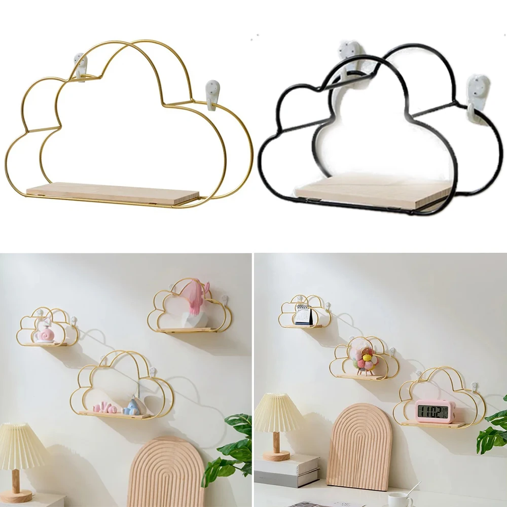 Cloud Shape Wall Decoration Shelf Ins Home Potted Ornament Storage Holder Rack Bedroom DIY Wall Art Display Storage Shelf Decor