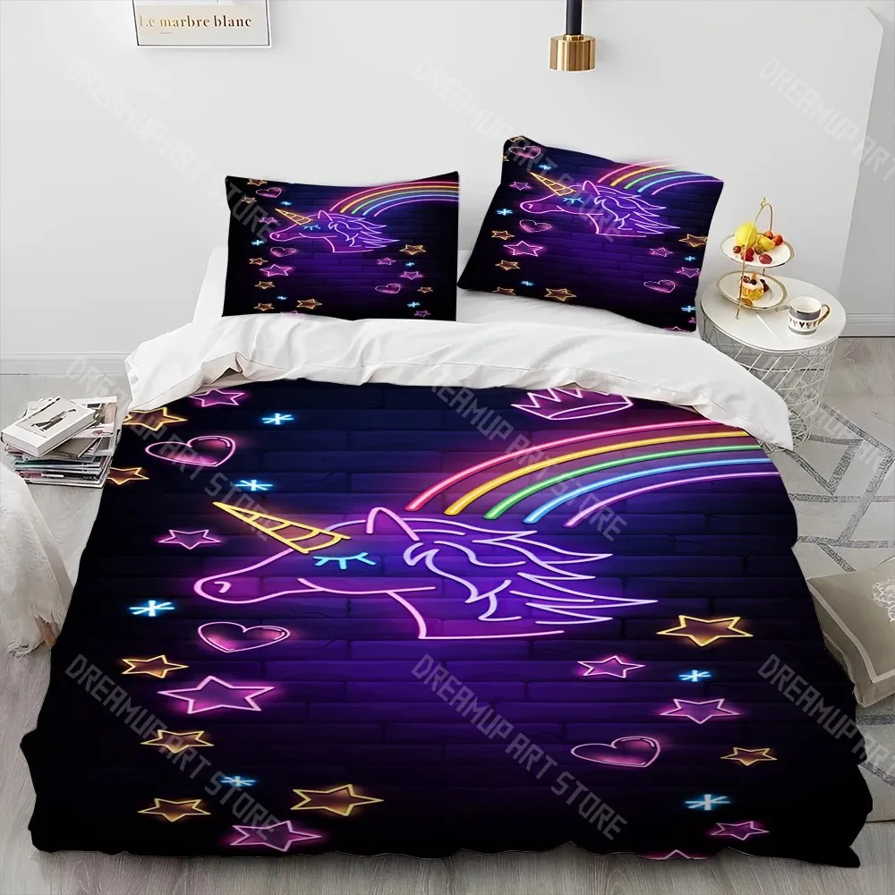 3D Printed Unicorn Cute Cartoon Bedding Set for Boys Girls Duvet Cover  Pillowcase Twin Queen King Full Single Double Sizes