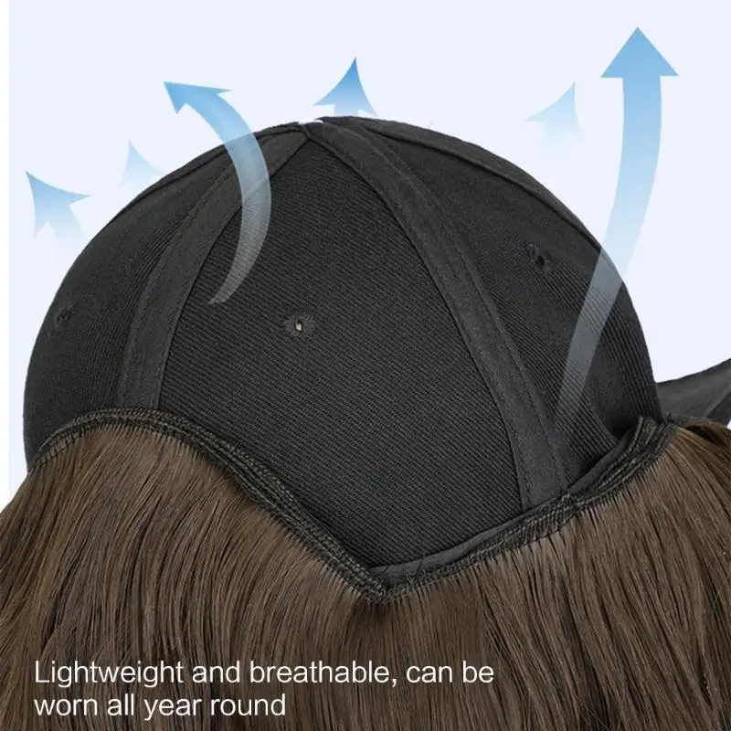 

L5YA Women Hair Hat Baseball Cap Daily Wear Girl Detachable Curly Hair Hat