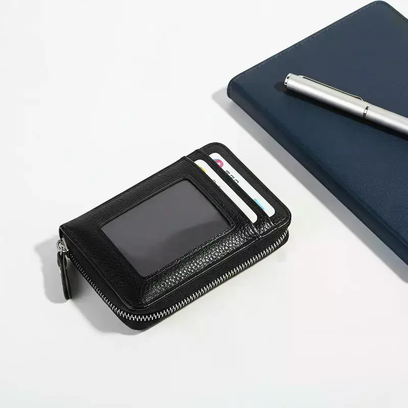Organ Card Bag RFID Blocking Zipper Vertical Business Card Holder Portable Handheld Pouch for Men Women Daily Carry